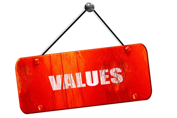 Values, 3D rendering, vintage old red sign — Stock Photo, Image