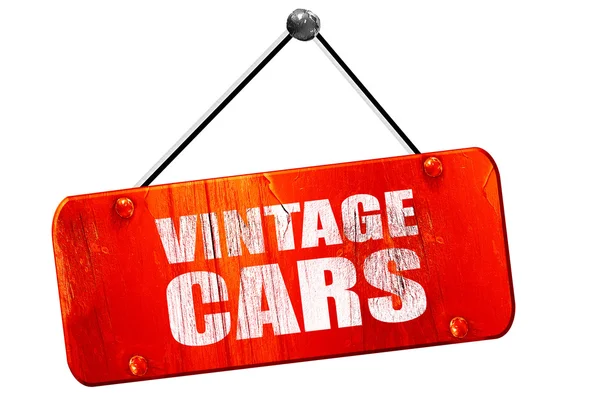 Carros antigos, renderização 3D, vintage velho sinal vermelho — Fotografia de Stock