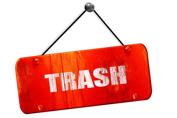 Trash, 3D rendering, vintage old red sign — Stock Photo, Image