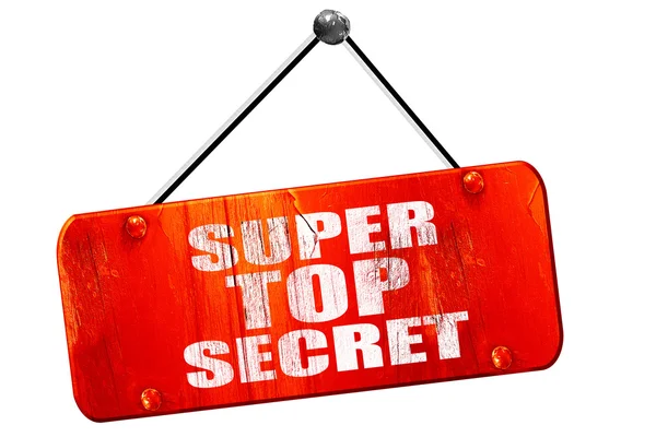 Super top secret, 3D rendering, vintage old red sign — Stock Photo, Image