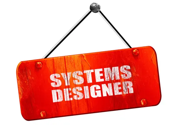 Projetista de sistemas, renderização 3D, vintage velho sinal vermelho — Fotografia de Stock