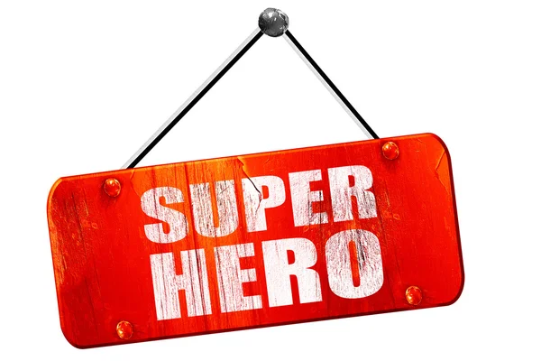 Super héroe, representación 3D, viejo signo rojo vintage —  Fotos de Stock