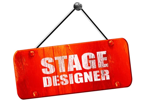 ステージ デザイナー、3 d レンダリング、ヴィンテージの古い赤い看板 — ストック写真