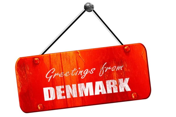 Hälsningar från Danmark, 3d-rendering, vintage gamla röda skylten — Stockfoto