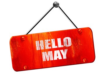 Merhaba Mayıs, 3d render, vintage eski kırmızı işaret