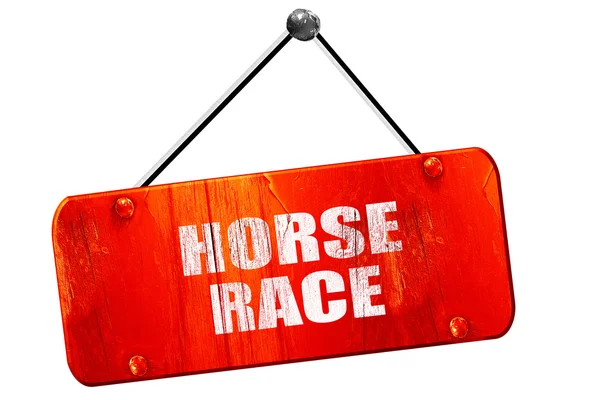 Sinal de corrida de cavalos, renderização 3D, vintage velho sinal vermelho — Fotografia de Stock