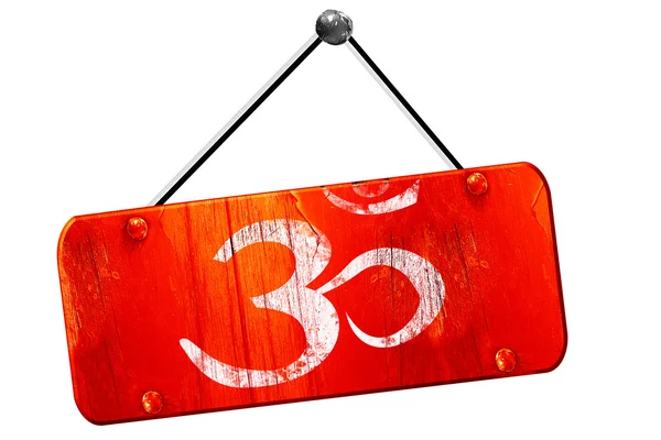 Om sign icon, 3D rendering, vintage old red sign — Stock Photo, Image