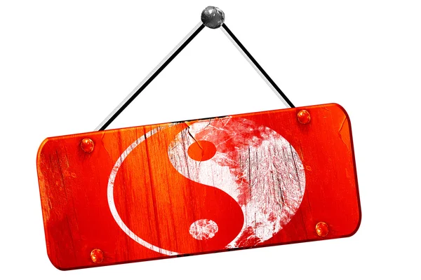 Ying yang symbol, 3d-rendering, vintage gamla röda skylten — Stockfoto