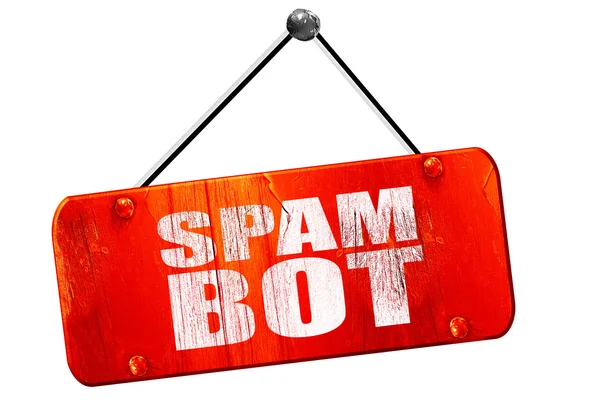 Spam Bot, 3D-Rendering, altes rotes Schild — Stockfoto