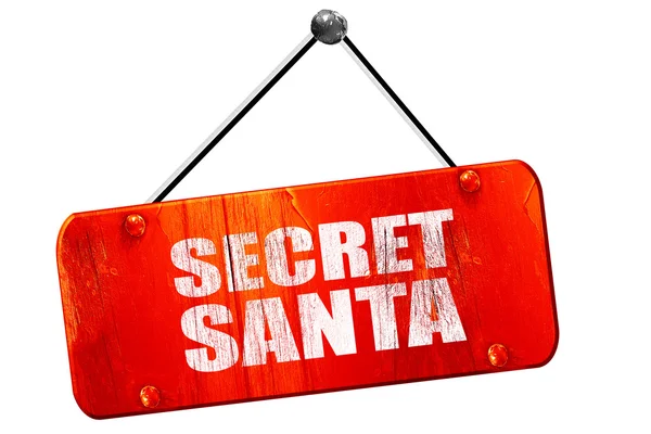 Secret santa, 3D rendering, vintage old red sign — Stock Photo, Image