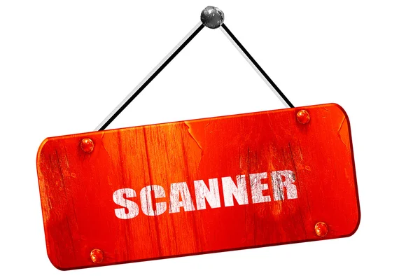 Scanner, 3D rendering, vintage old red sign — Stock Photo, Image