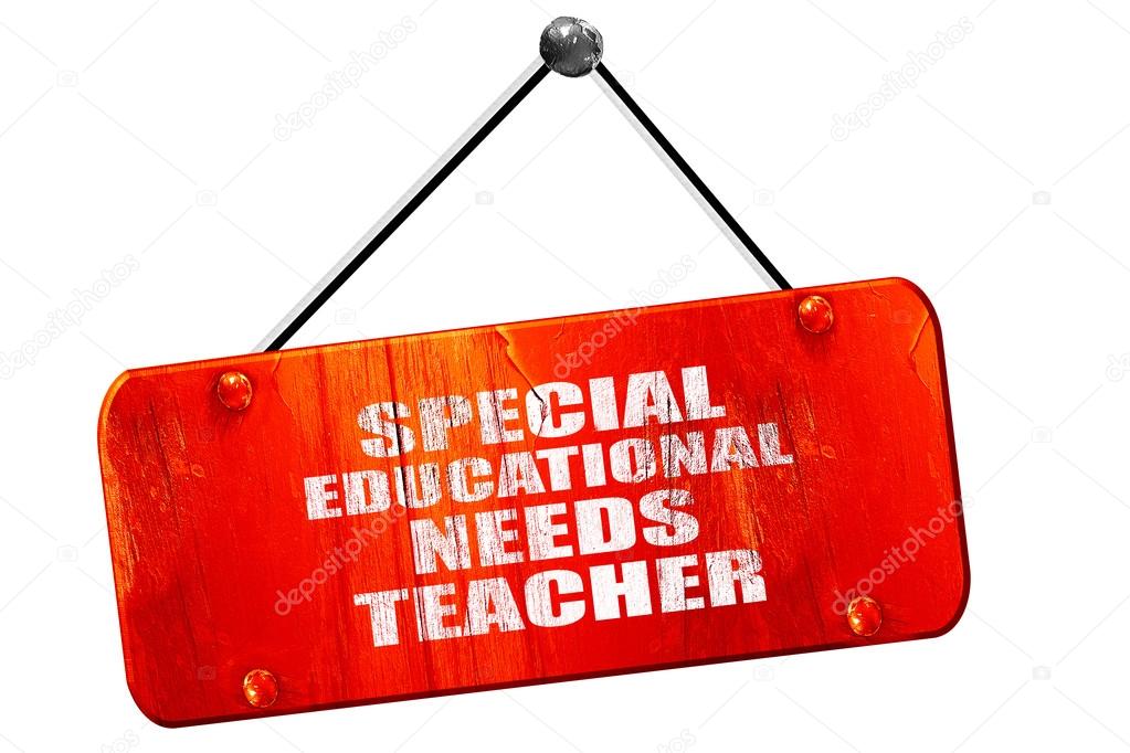 Special educational needs teacher, 3D rendering, vintage old red