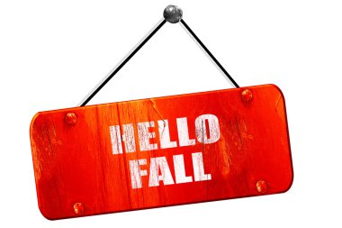 Merhaba Güz, 3d render, vintage eski kırmızı işaret