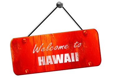 Hawaii hoş geldiniz, 3d render, vintage eski kırmızı işareti