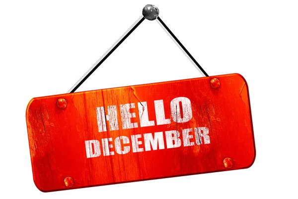 Hello december, 3D rendering, vintage tua tanda merah — Stok Foto