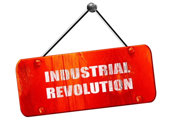 Βιομηχανική επανάσταση, 3d rendering, vintage παλιό κόκκινο σημάδι — Φωτογραφία Αρχείου