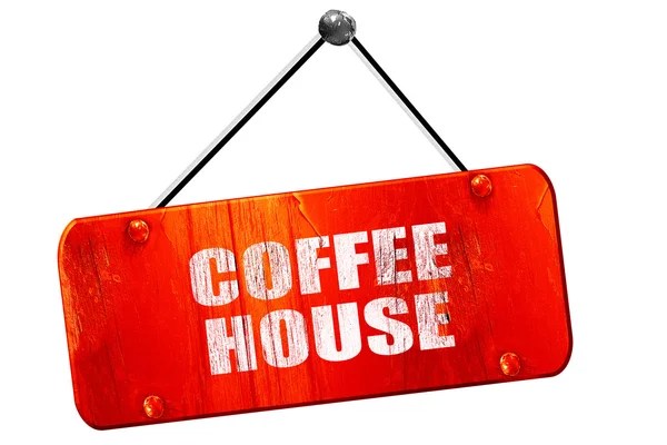 Coffee house sign, 3D rendering, vintage old red sign — Stock Photo, Image