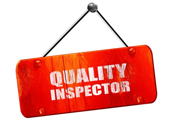 Quality inspector, 3D rendering, vintage old red sign — Stock Photo, Image
