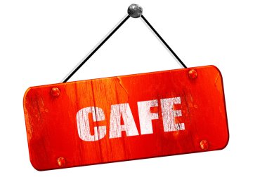 Cafe işareti, 3d render, vintage eski kırmızı işareti