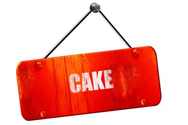 Lezzetli pasta işareti, 3d render, vintage eski kırmızı işareti