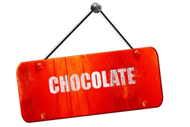 Lezzetli çikolata işareti, 3d render, vintage eski kırmızı işareti