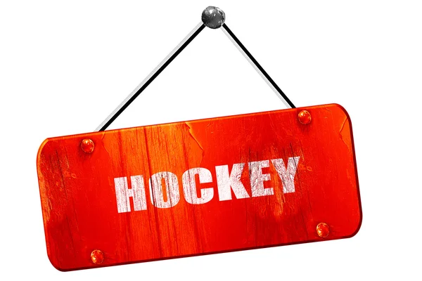 Signo de hockey, representación 3D, vintage viejo signo rojo — Foto de Stock