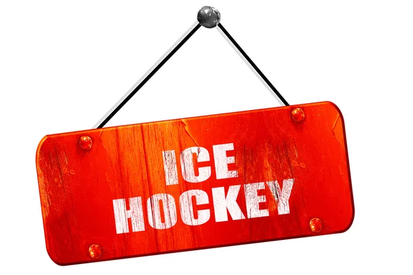 Señal de hockey sobre hielo, representación 3D, señal roja antigua vintage — Foto de Stock