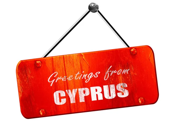 Saludos desde cyprus, 3D rendering, vintage viejo letrero rojo — Foto de Stock