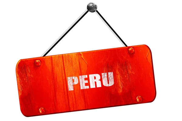 Salutations de Pérou, rendu 3D, vieux signe rouge vintage — Photo