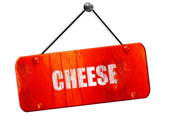 Delicious cheese sign, 3D rendering, vintage old red sign — Stock Photo, Image