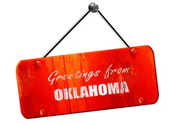 Oklahoma selamlar, 3d render, vintage eski kırmızı işareti