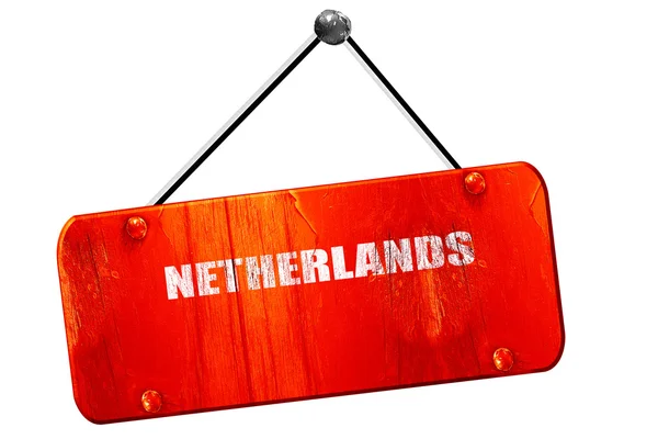 Salam dari netherlands, 3D rendering, vintage tua tanda merah — Stok Foto