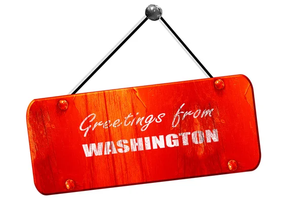 Pozdrowienia z Waszyngtonu, renderowanie 3D, rocznika stary czerwony znak — Zdjęcie stockowe