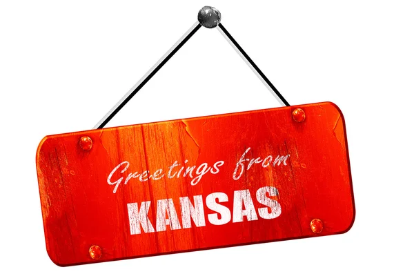 Saudações do Kansas, renderização 3D, vintage velho sinal vermelho — Fotografia de Stock