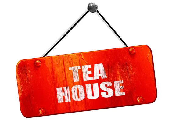 Знак чайного домика, 3D рендеринг, старинный красный знак — стоковое фото