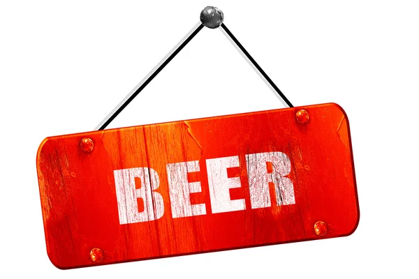 Cerveza, 3D renderizado, vintage viejo signo rojo — Foto de Stock