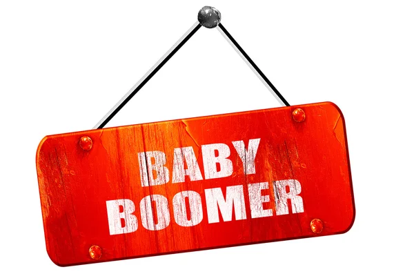 Baby boomer, renderização 3D, vintage velho sinal vermelho — Fotografia de Stock