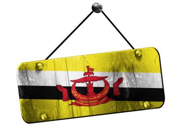 Brunei bayrağı, 3d render, vintage grunge işareti asılı