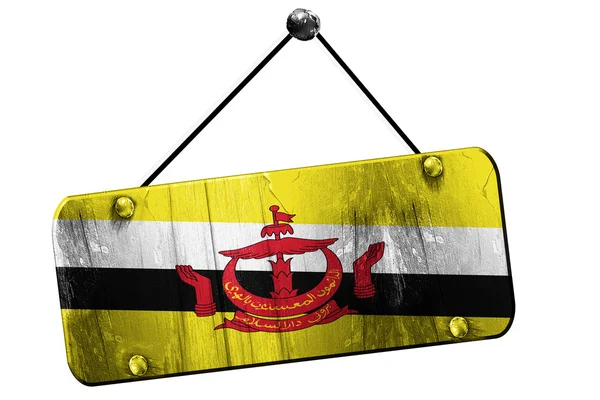 Brunei bayrağı, 3d render, vintage grunge işareti asılı