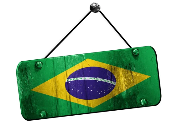 Bandeira Brasil, renderização 3D, vintage grunge sinal de suspensão — Fotografia de Stock