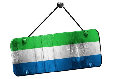 Sierra Leone bayrak, 3d render, vintage grunge işareti asılı