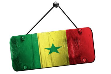 Senegal bayrak, 3d render, vintage grunge işareti asılı