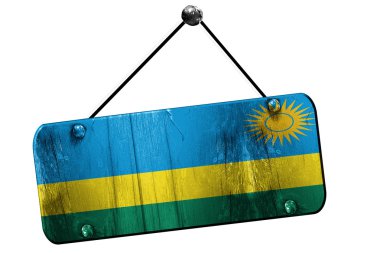 Ruanda bayrak, 3d render, vintage grunge işareti asılı