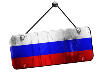 Rusya bayrağı, 3d render, vintage grunge işareti asılı