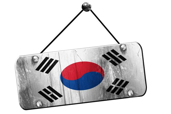Güney Kore bayrağı, 3d render, vintage grunge işareti asılı