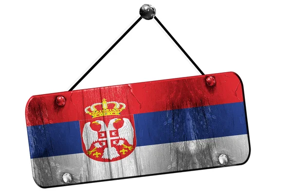塞尔维亚国旗，3d 渲染，老式 grunge 挂的牌子 — 图库照片