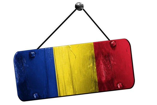Σημαία της Ρουμανίας, 3d rendering, vintage grunge ή κρεμαστές ταμπέλες — Φωτογραφία Αρχείου