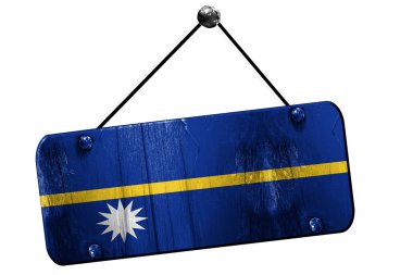 Nauru bayrak, 3d render, vintage grunge işareti asılı