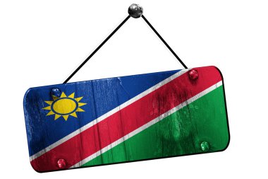 Namibya bayrak, 3d render, vintage grunge işareti asılı