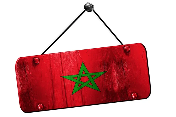 Drapeau Maroc, rendu 3D, panneau suspendu grunge vintage — Photo